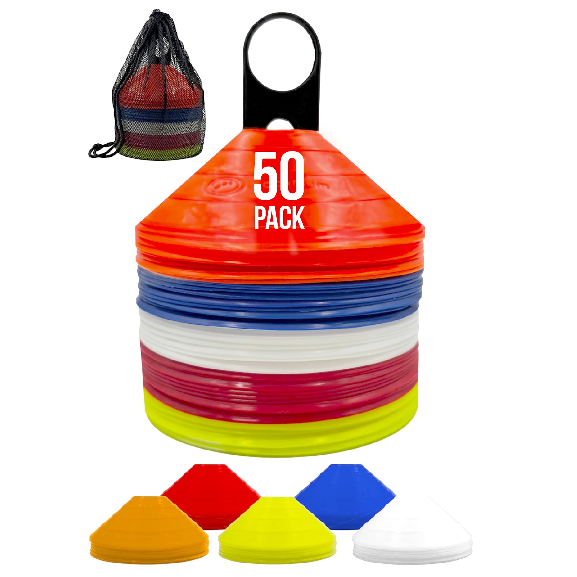 Optimum 50 Marker Cones Set | High-Visibility Football Training