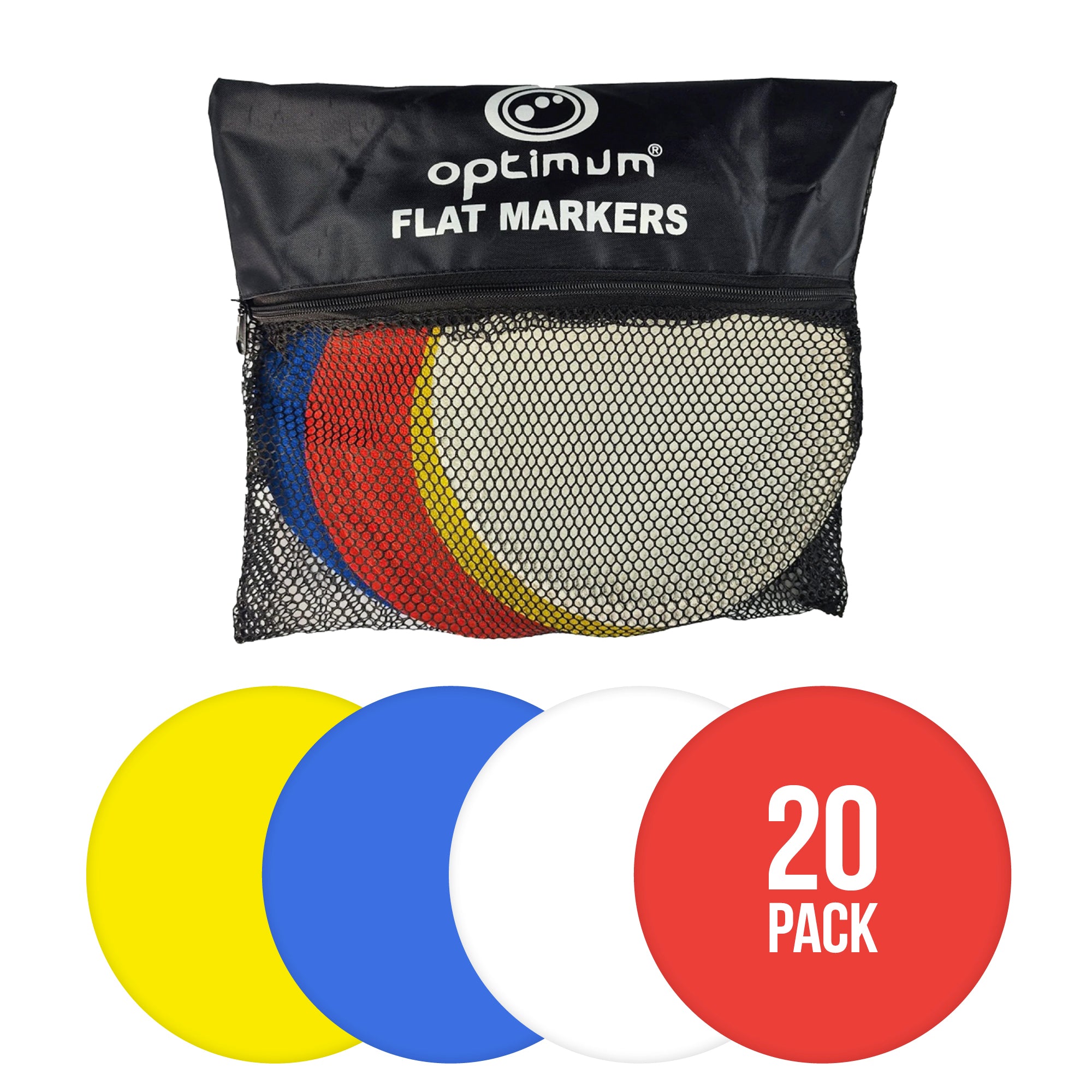 Optimum Flat Disc Training Markers | 20 Pack, Non-Slip 8" Discs
