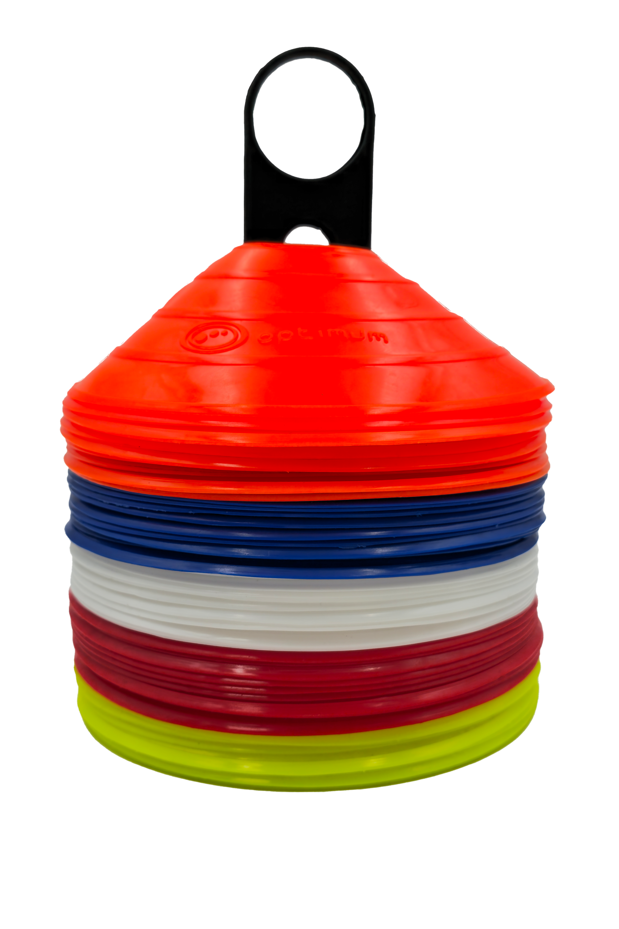 50 Durable Marker Cones & Carrier for Football Training - High Visibility - Optimum