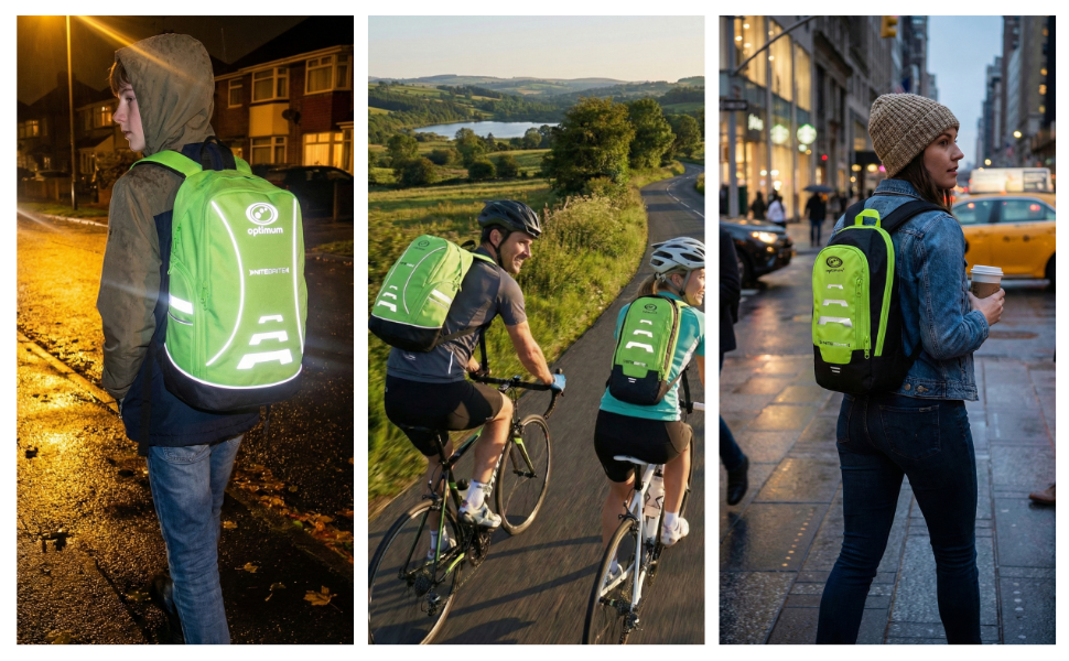 Optimum Nitebrite backpack range – the small and large hi-viz reflective bags with the 'Stay Safe. Stay Seen.' tagline - Optimum