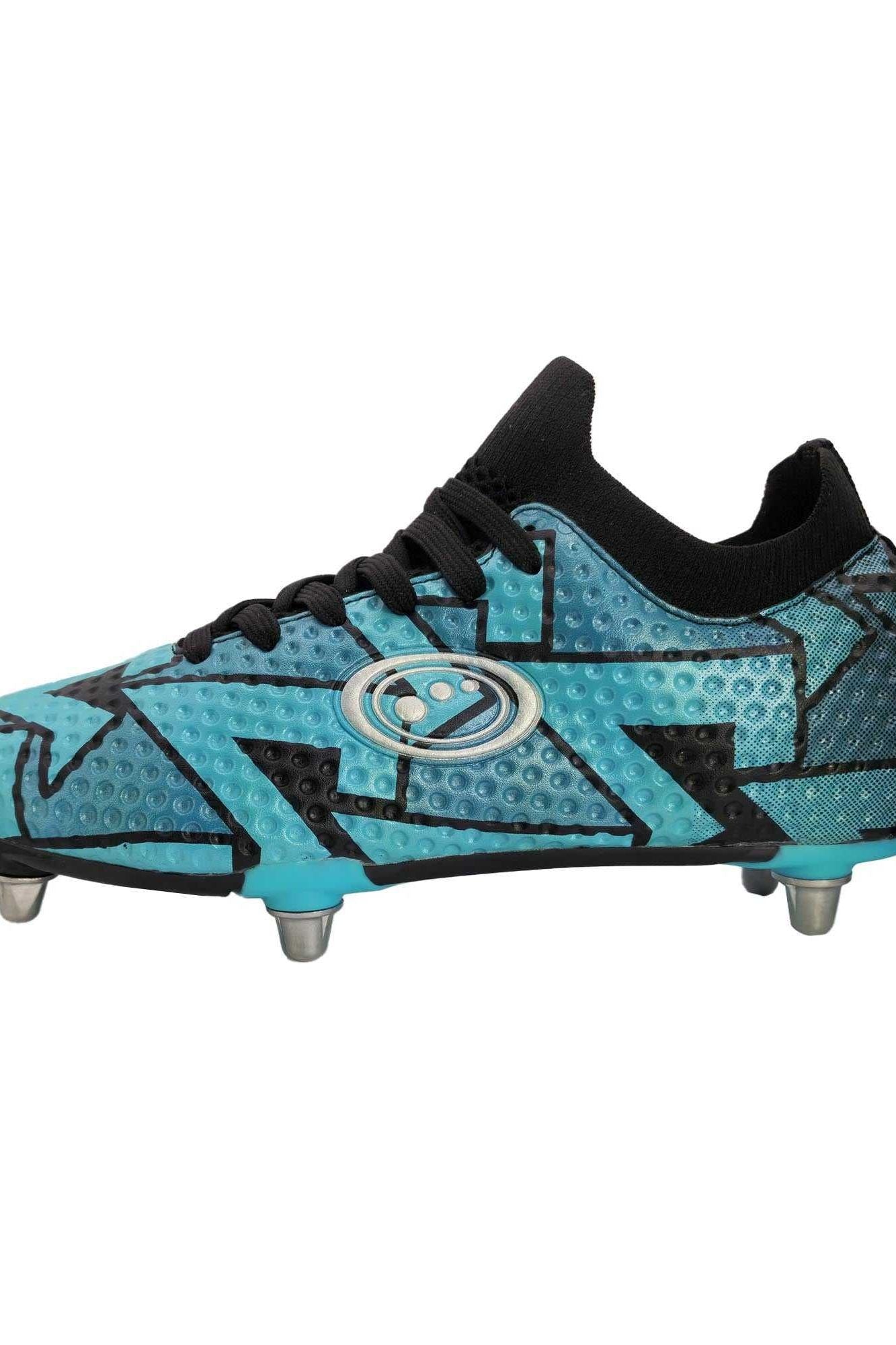 Side profile of the Aztec lace-up rugby boot showing the laces and Optimum logo