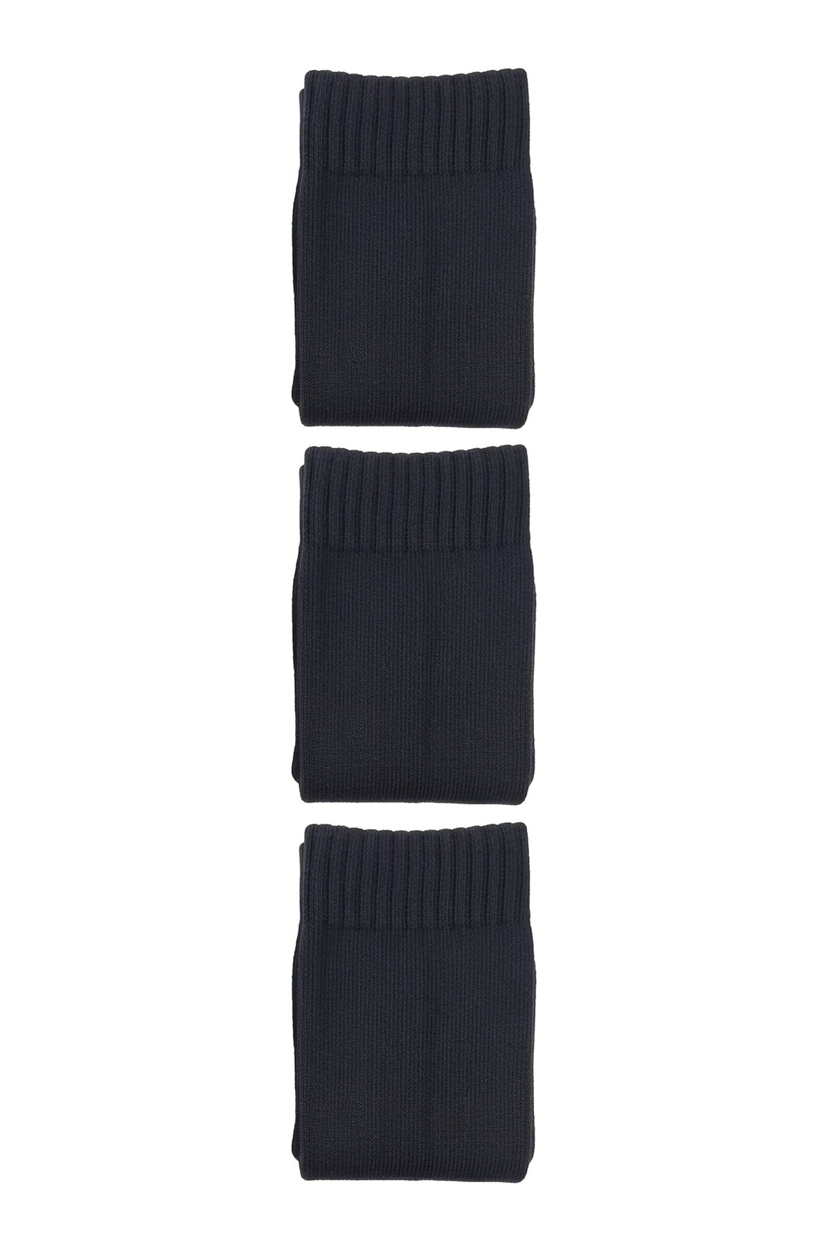 Black Classico knee-length football socks 3-pack, three folded pairs on white - Optimum