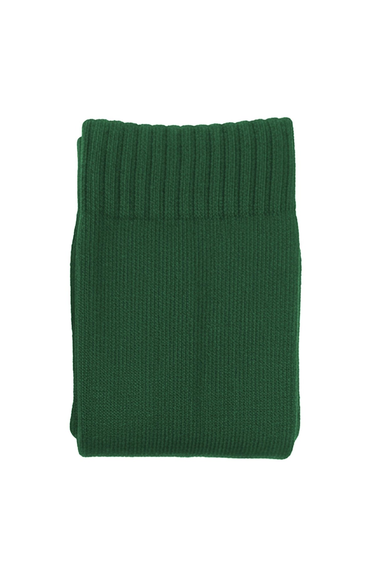 Single pair of bottle green Classico knee-length football socks, folded, on white - Optimum