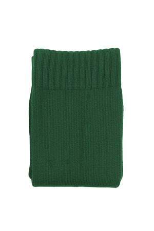 Single pair of bottle green Classico knee-length football socks, folded, on white - Optimum