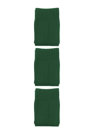 Bottle green Classico knee-length football socks 3-pack, three folded pairs on white - Optimum