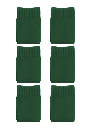 Bottle green Classico knee-length football socks 6-pack, six folded pairs on white - Optimum