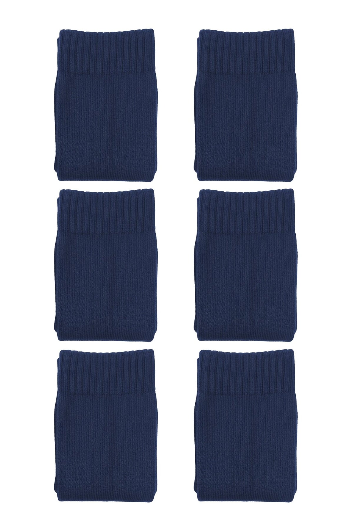 Navy Classico knee-length football socks 6-pack, six folded pairs on white - Optimum
