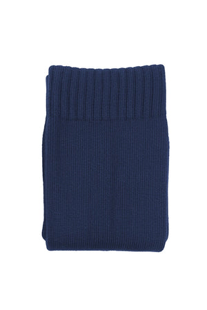 Single pair of navy Classico knee-length football socks, folded, on white - Optimum