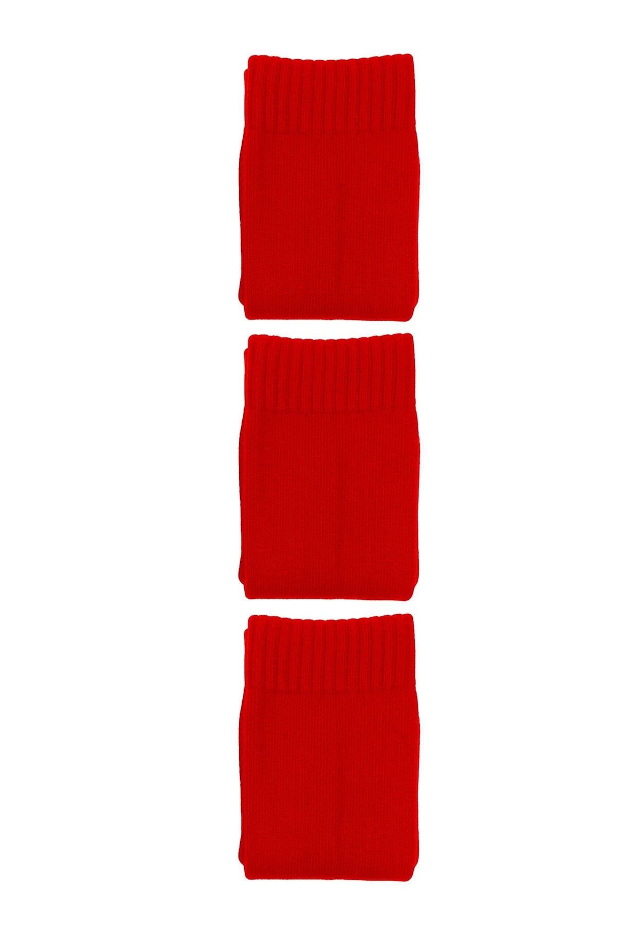 Red Classico knee-length football socks 3-pack, three folded pairs on white - Optimum