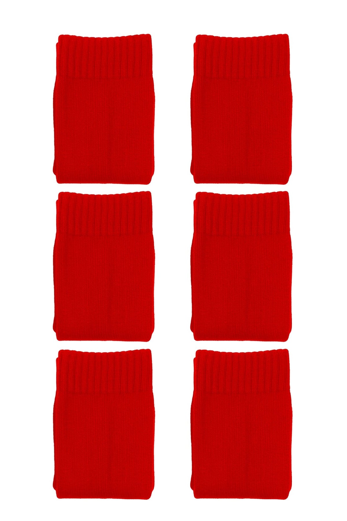 Red Classico knee-length football socks 6-pack, six folded pairs on white - Optimum