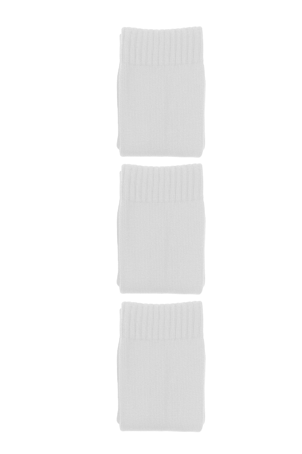 White Classico knee-length football socks 3-pack, three folded pairs on white - Optimum