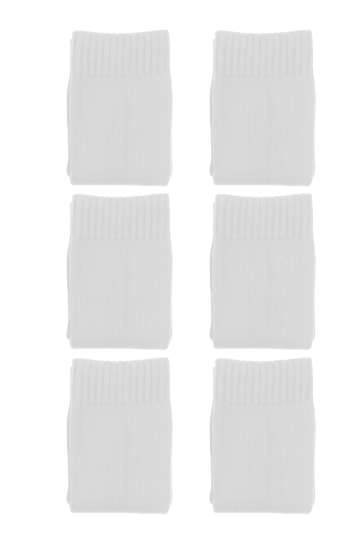 White Classico knee-length football socks 6-pack, six folded pairs on white - Optimum