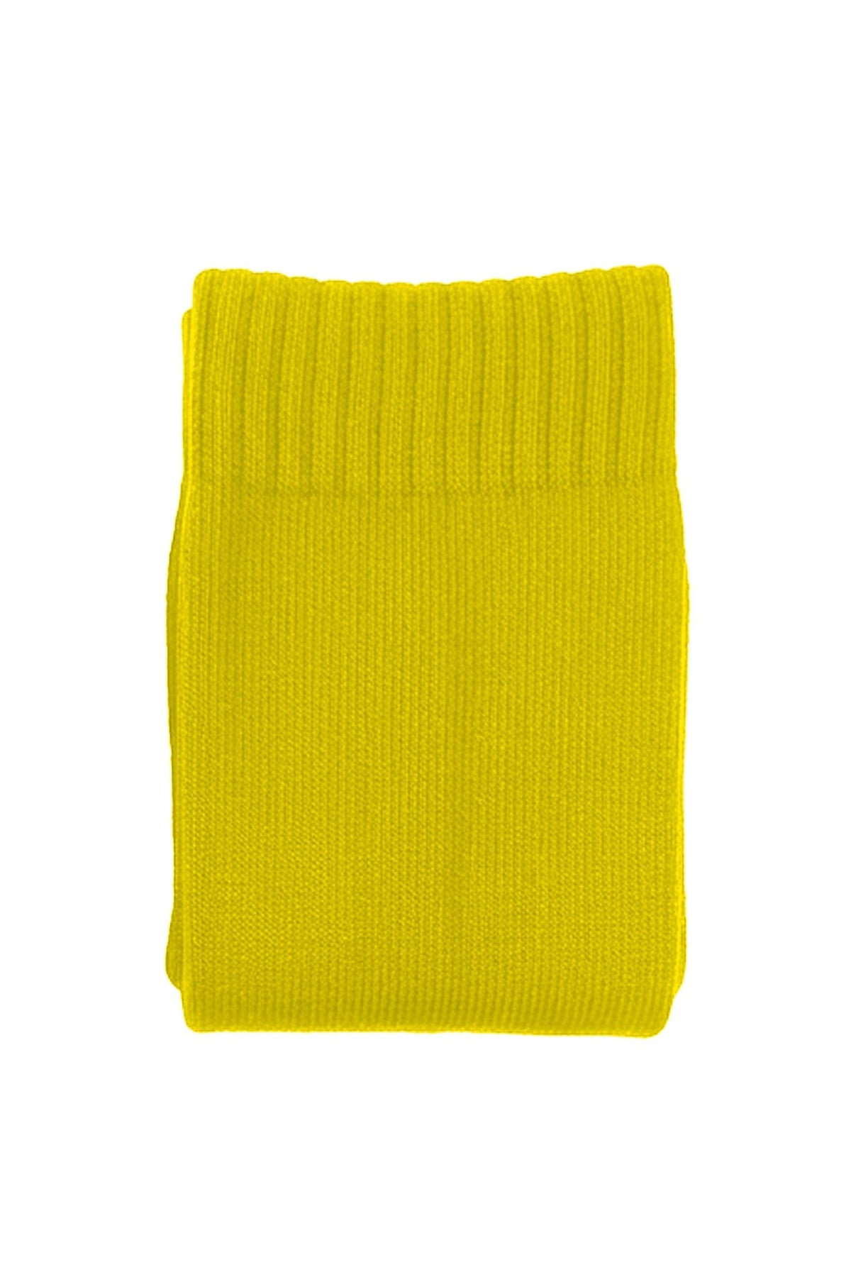 Single pair of yellow Classico knee-length football socks, folded, on white - Optimum