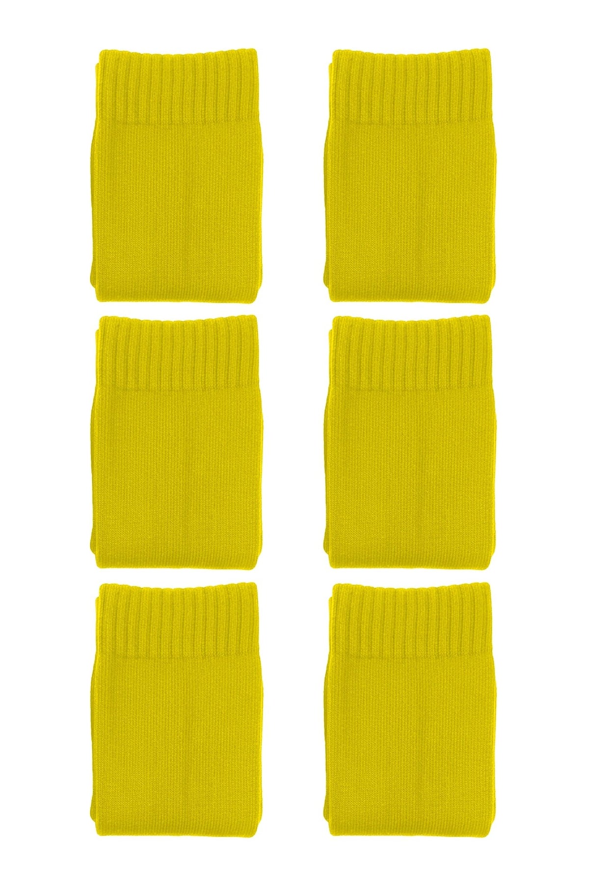 Yellow Classico knee-length football socks 6-pack, six folded pairs on white - Optimum