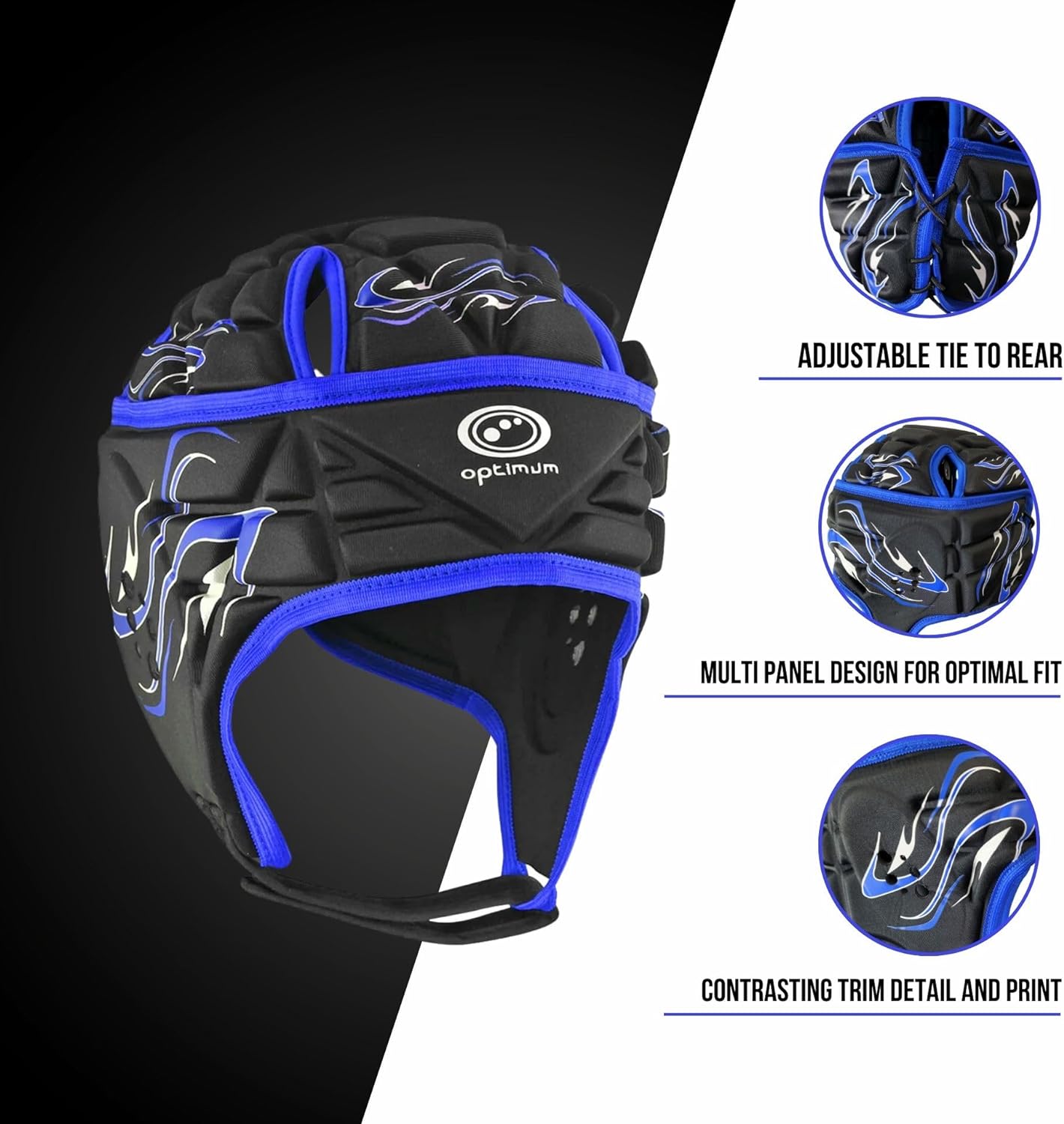 Inferno Rugby Headguard Blue – Durable, Breathable, Secure Fit - Optimum