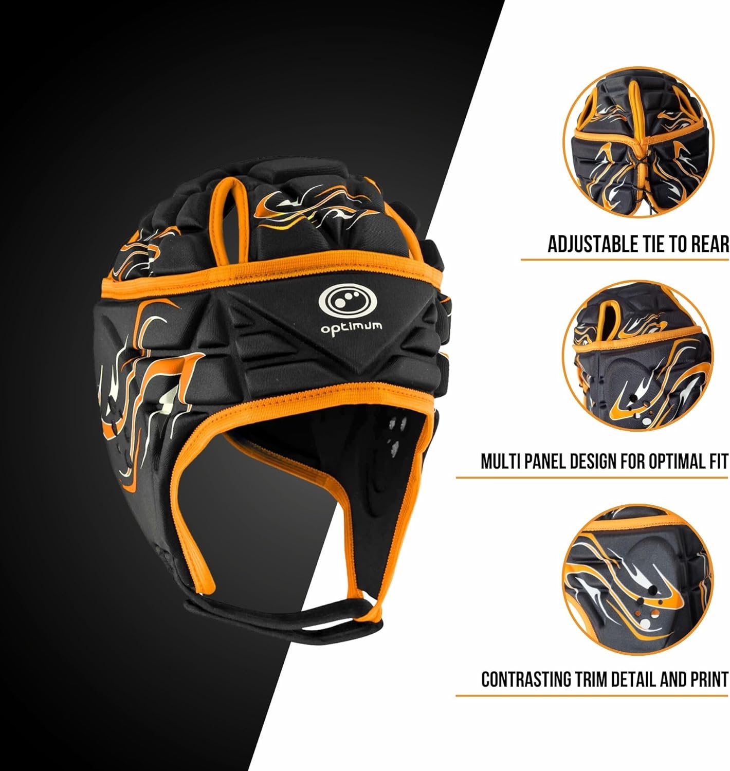 Inferno Rugby Headguard Orange – Durable, Breathable, Secure Fit - Optimum