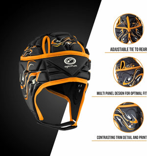 Inferno Rugby Headguard Orange – Durable, Breathable, Secure Fit - Optimum