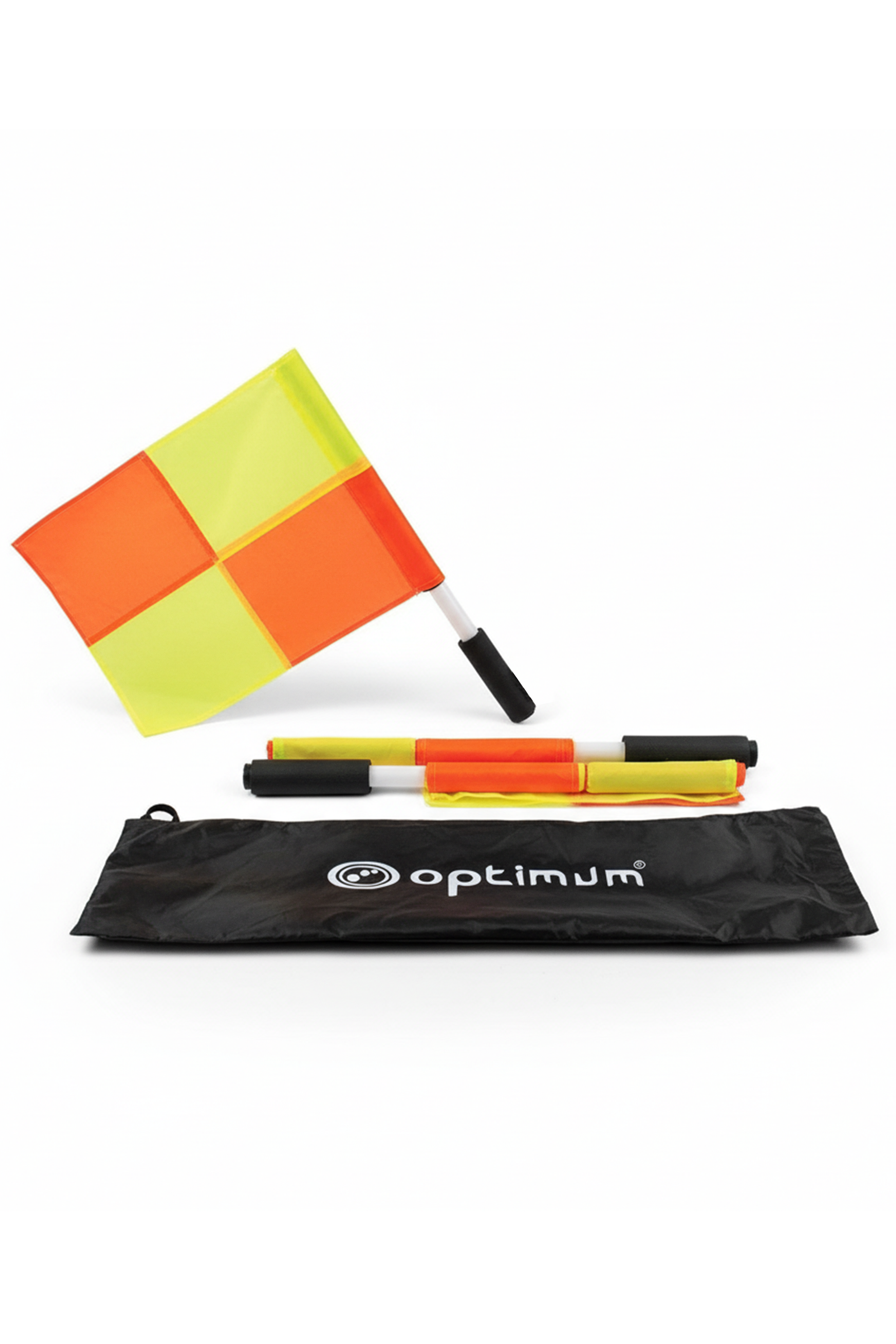 Optimum Linesman Flag With Carry Bag- High Visibility, Durable, and Reliable - Essential Equipment for Referees Pack of 2, Yellow/Orange - Optimum