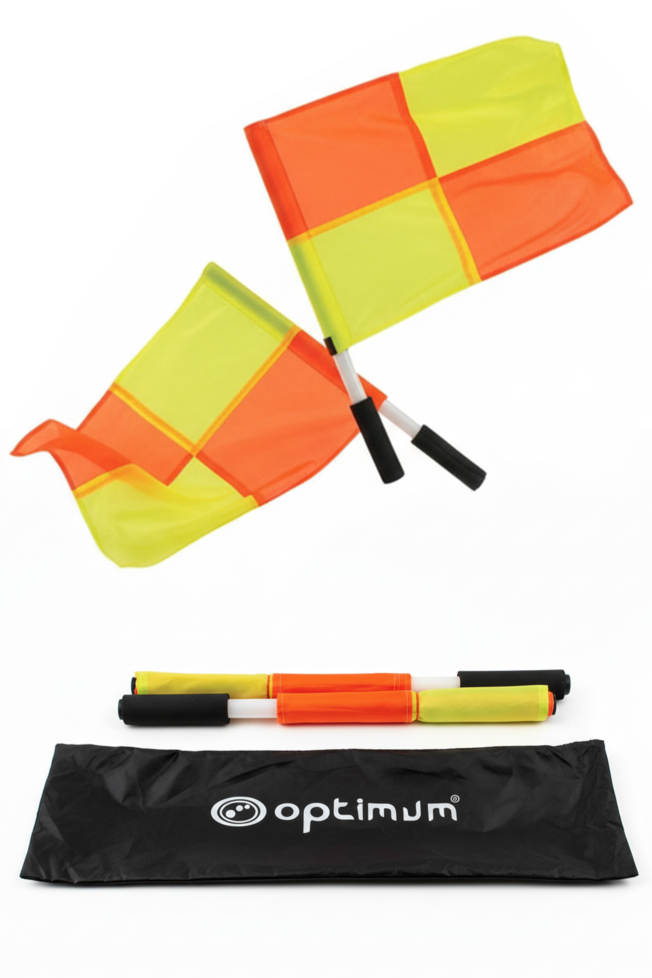 Optimum Linesman Flag With Carry Bag- High Visibility, Durable, and Reliable - Essential Equipment for Referees Pack of 2, Yellow/Orange - Optimum
