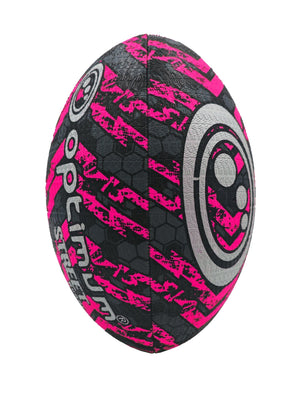 Optimum Street Rugby Ball Black/Pink Size 4