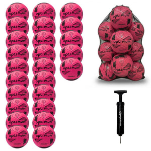 Optimum Classico bulk football pack in Pink — pack of 25 with free mesh carrier and pump