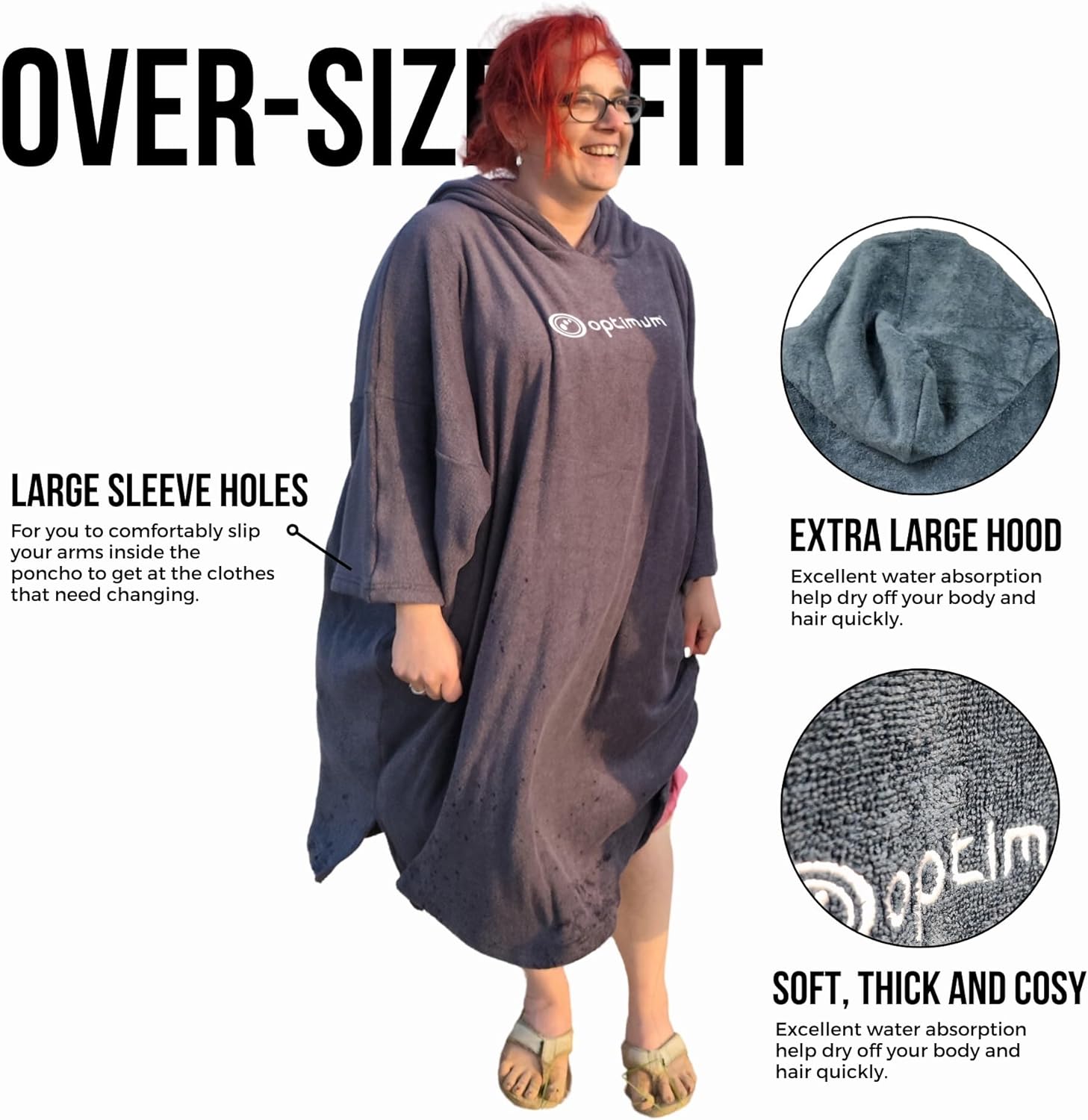 Optimum Drywrap Towel Robe, Thick Hooded Beach Towel - Optimum