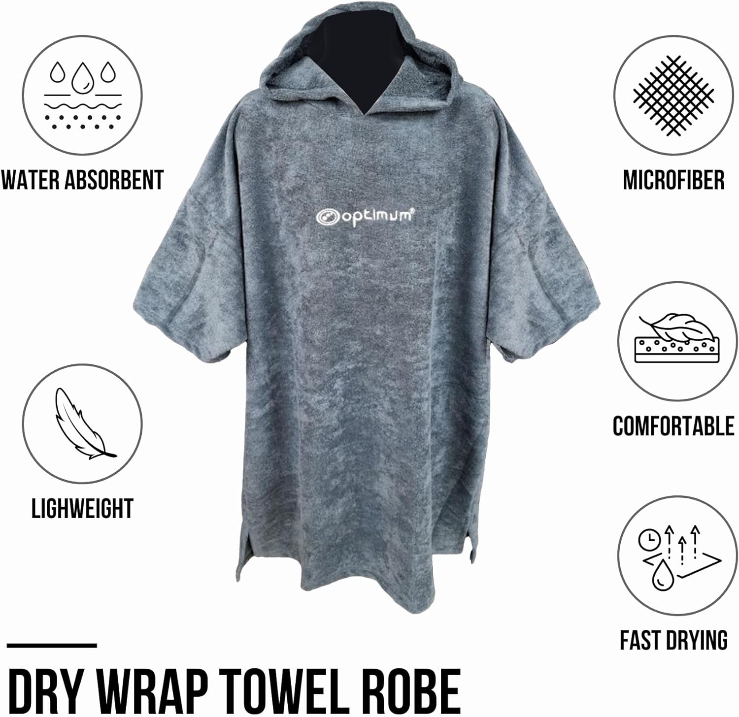 Optimum Drywrap Towel Robe, Thick Hooded Beach Towel - Optimum