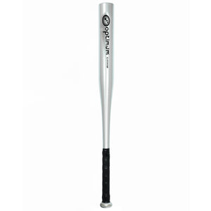 Silver Optimum Extreme aluminium baseball bat with black grip on white - Optimum