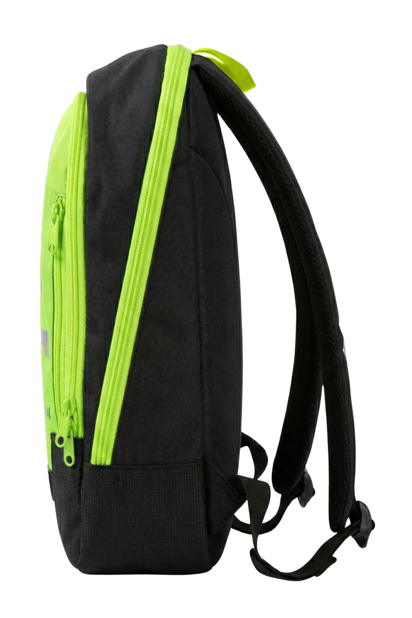 Optimum Hi-Viz 8L reflective cycling backpack, profile view of the hi-visibility hydration pack - Optimum