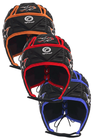 Optimum Inferno Rugby Headguard | Orange, Blue & Red, World Rugby Approved, Sizes XX Small-Large - Optimum
