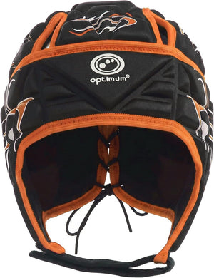 Optimum Inferno Rugby Headguard | Orange, Blue & Red, World Rugby Approved, Sizes XX Small-Large - Optimum