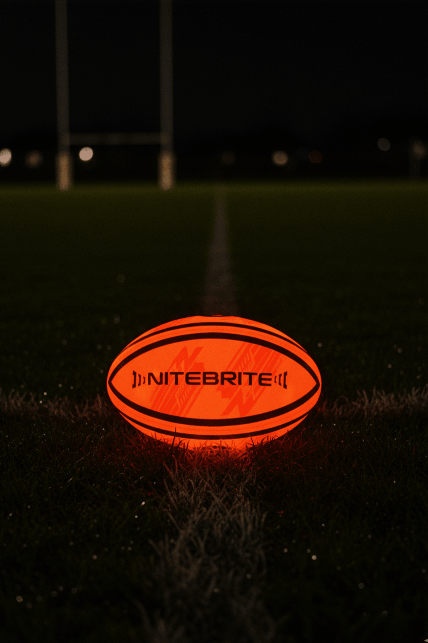 LED Glow Rugby Ball Size 5 – Motion Activated with Auto-Off – Durable Water-Resistant Night Play - Optimum