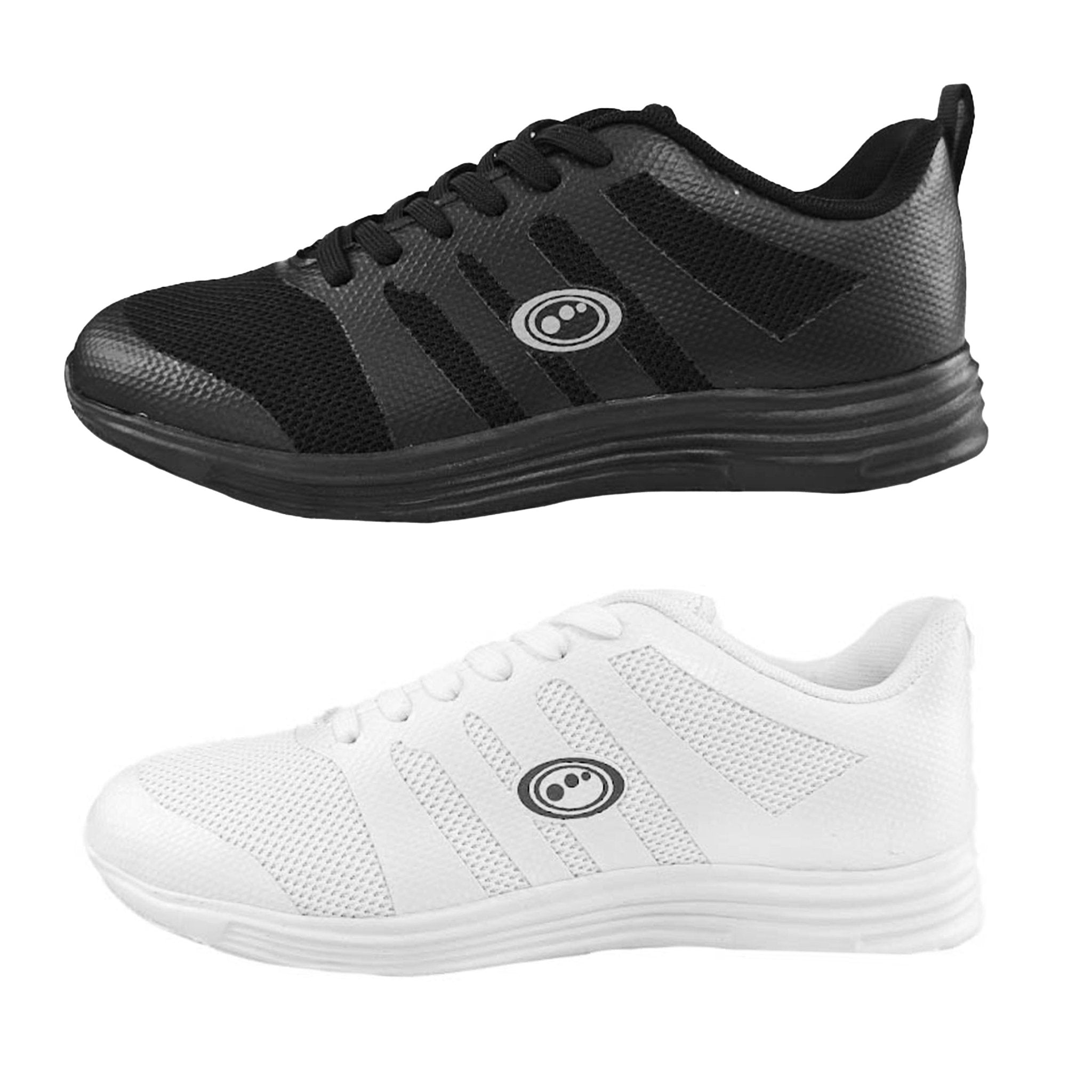 Mesh Top Lace-Up School Trainers (Junior) – Non-Marking White & Black - Optimum