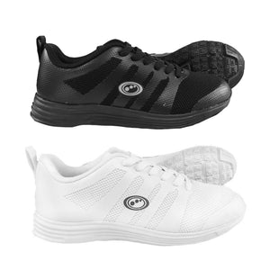 Mesh Top Lace-Up School Trainers (Junior) – Non-Marking White & Black - Optimum