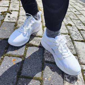 Mesh Top Lace-Up School Trainers (Junior) – Non-Marking White & Black - Optimum