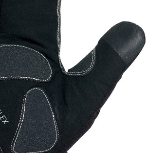 Close-up of black lobster glove thumb and grey Opti-Flex palm padding, on white - Optimum