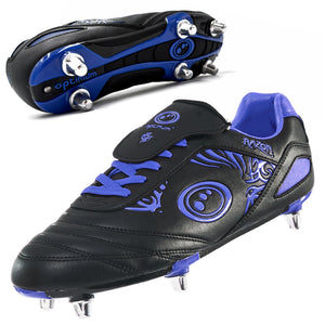 Optimum Razor Junior Rugby Boots Blue/Black – 6-stud metal traction and lightweight lace-up features