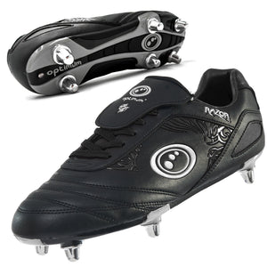 Optimum Razor Junior Rugby Boots Silver/Black – 6-stud metal traction and lightweight lace-up features