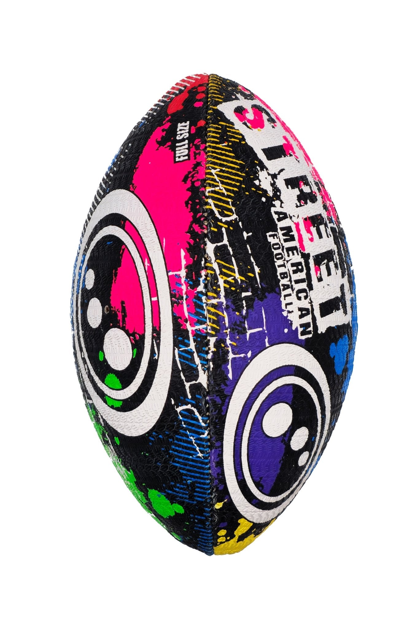Optimum Street American football side view with STREET text and logos, pink and purple graffiti - Optimum