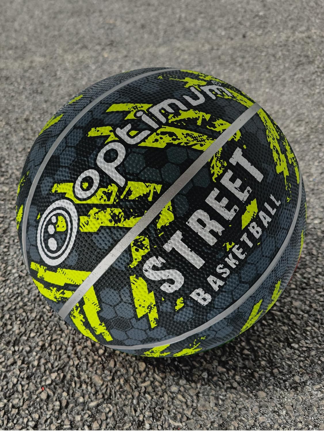Street Basketball Size 7 – Black/Yellow, Durable Grip for All Surfaces - Optimum