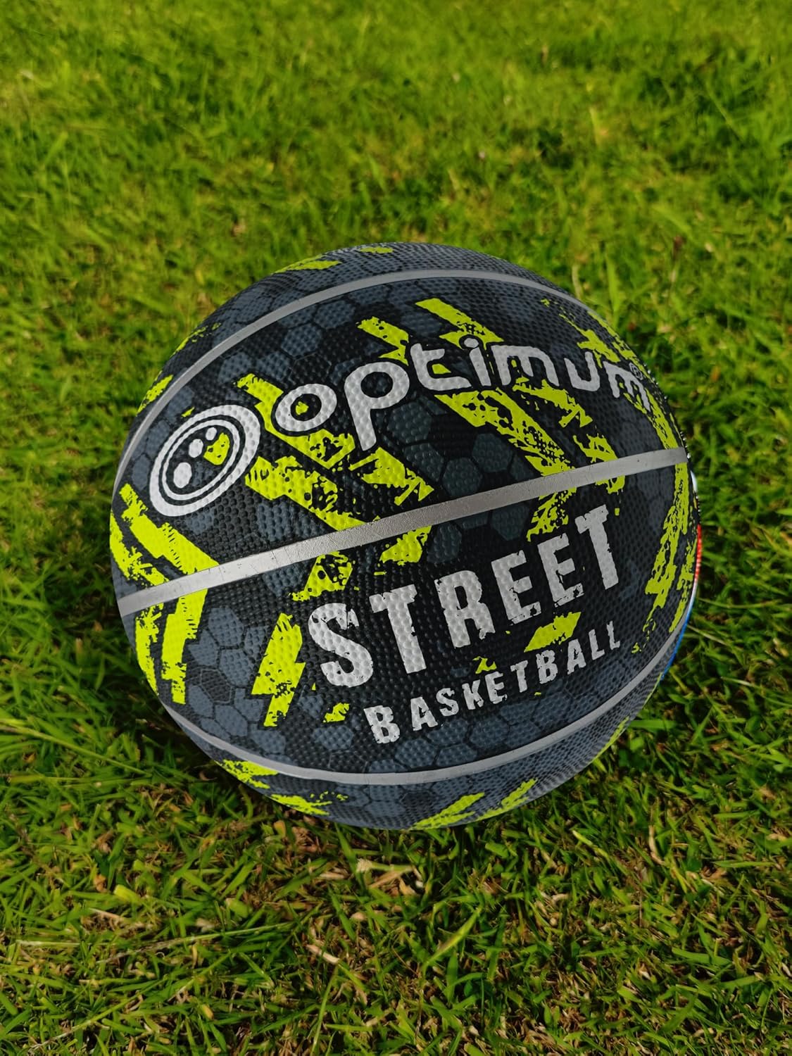 Street Basketball Size 7 – Black/Yellow, Durable Grip for All Surfaces - Optimum