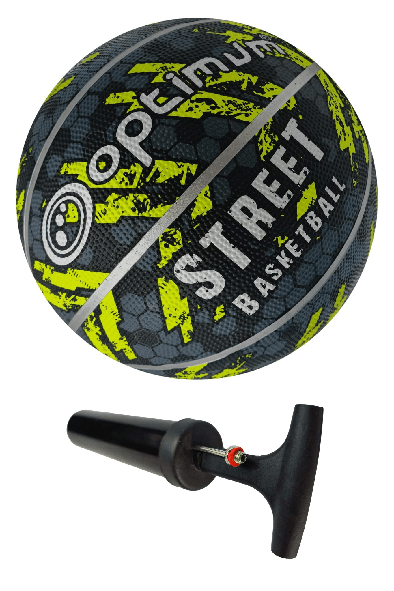 Street Basketball Size 7 – Black/Yellow, Durable Grip for All Surfaces - Optimum