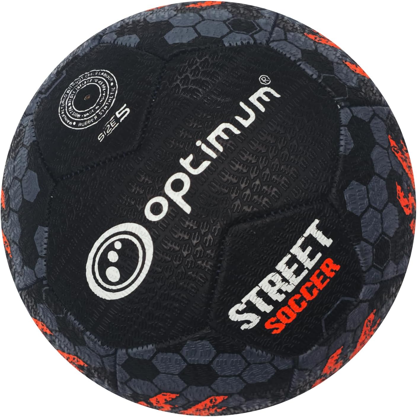 Street Football Size 3 – Black/Orange, Durable Grip Ball for All Surfaces - Optimum