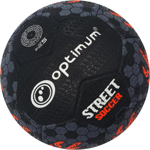 Street Football Size 3 – Black/Orange, Durable Grip Ball for All Surfaces - Optimum