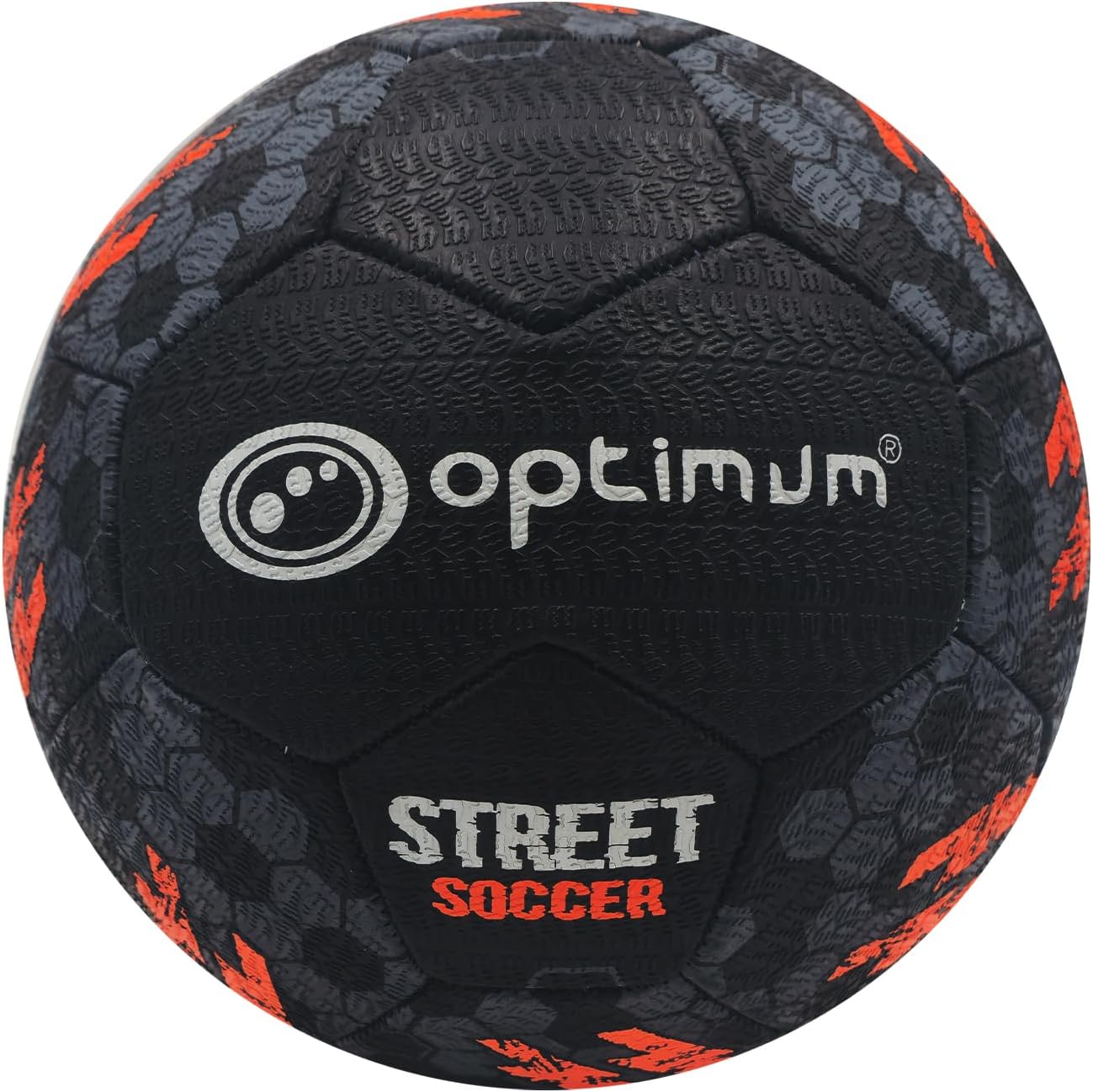 Street Football Size 3 – Black/Orange, Durable Grip Ball for All Surfaces - Optimum