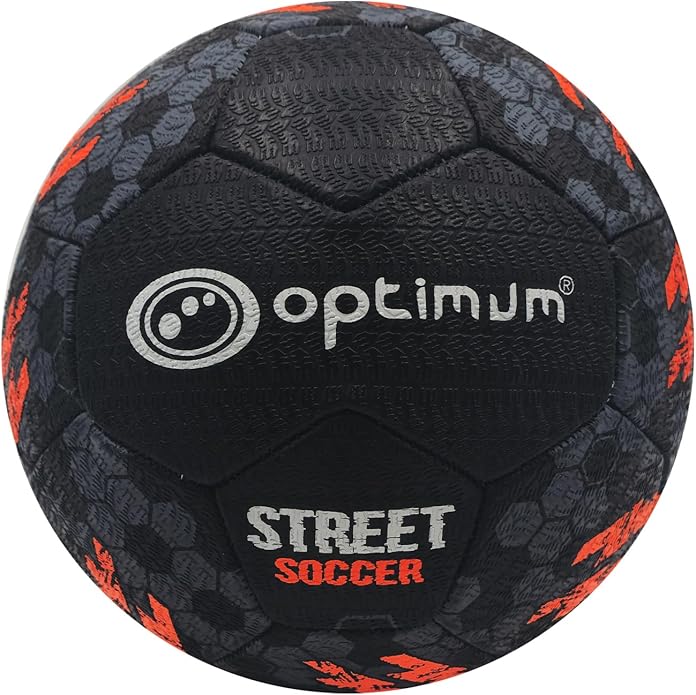 Street Football Size 4 – Black/Orange, High-Grip Ball for All Surfaces - Optimum