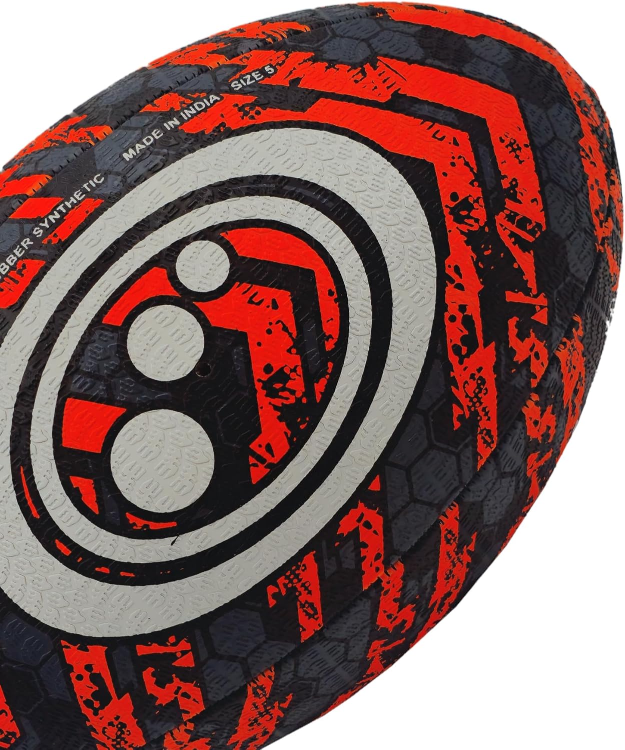Street Rugby Ball Size 3 – Black/Orange, Durable, High Grip, Outdoor - Optimum