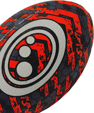 Street Rugby Ball Size 3 – Black/Orange, Durable, High Grip, Outdoor - Optimum