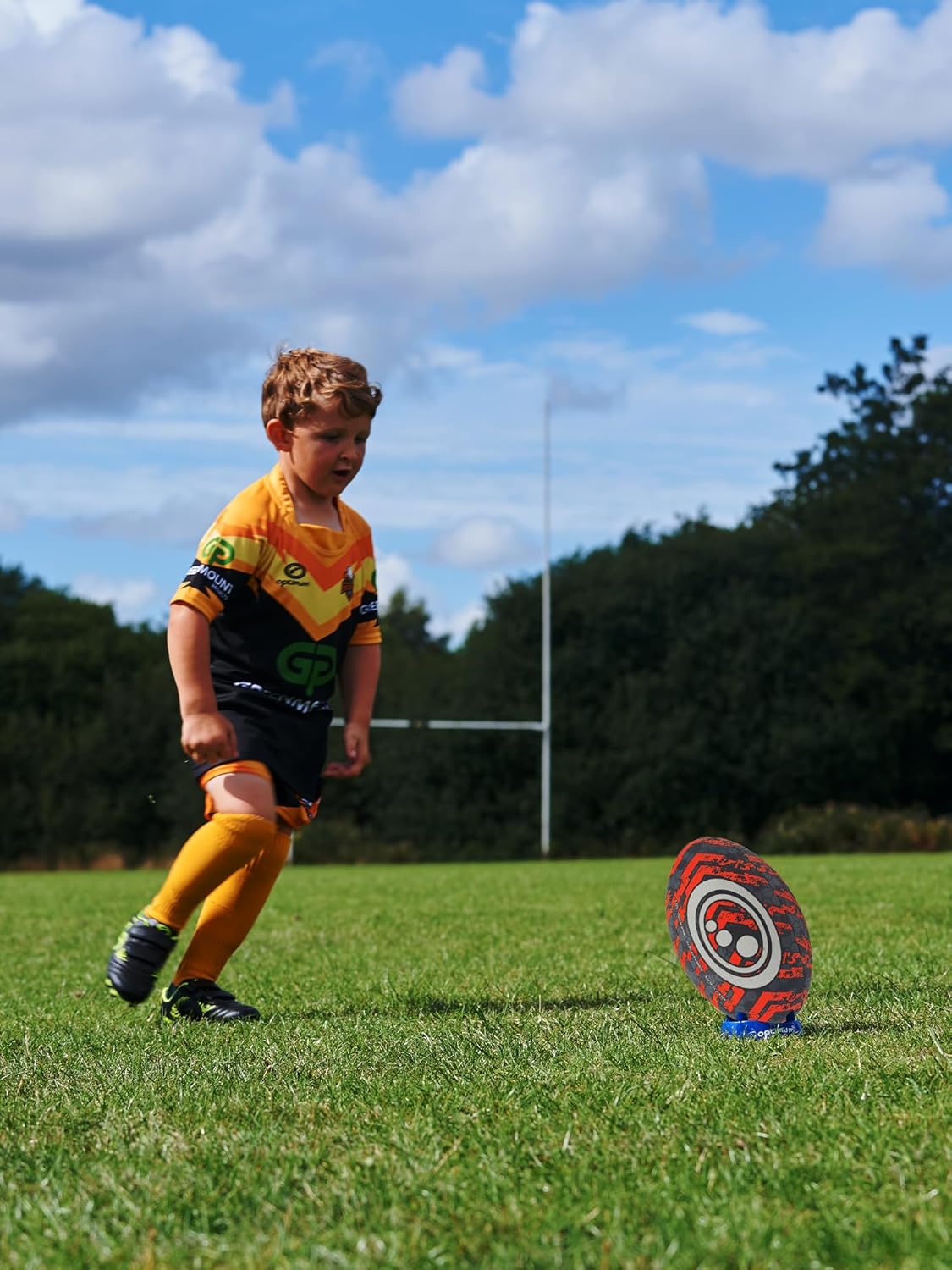 Street Rugby Ball Size 4 – Black/Orange, Durable, Outdoor Play - Optimum