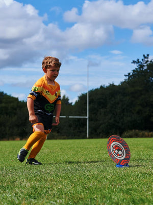 Street Rugby Ball Size 4 – Black/Orange, Durable, Outdoor Play - Optimum